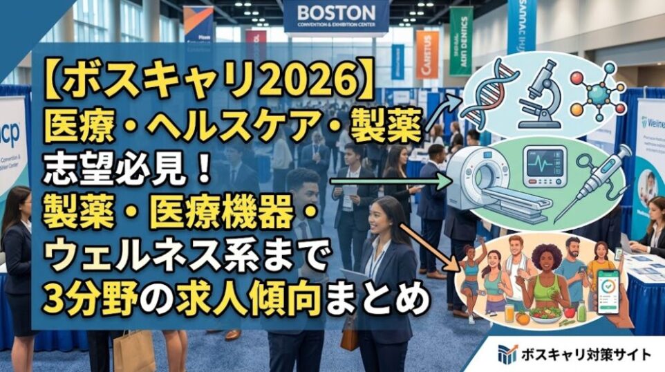【ボスキャリ2026】医療・ヘルスケア・製薬志望必見！製薬・医療機器・ウェルネス系まで3分野の求人傾向まとめ