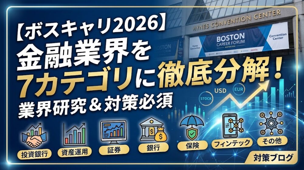【ボスキャリ2026】金融業界を7カテゴリに徹底分解！証券・銀行からPE・VCまで求人と給与を比較