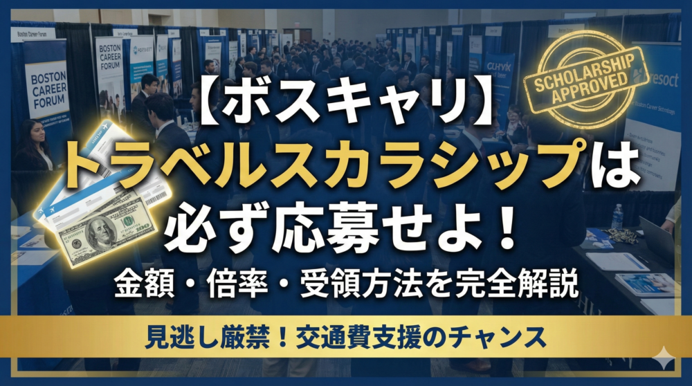 【ボスキャリ】トラベルスカラシップは必ず応募せよ！金額・倍率・受領方法を完全解説