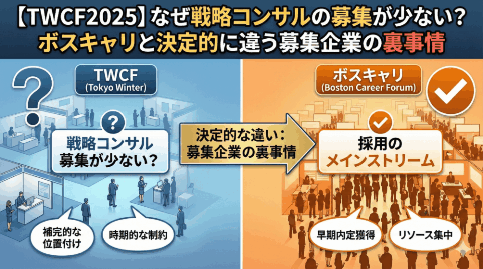 【TWCF2025】なぜ戦略コンサルの募集が少ない？ボスキャリと決定的に違う募集企業の裏事情