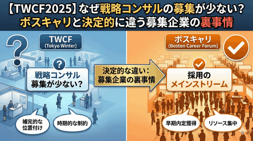 【TWCF2025】なぜ戦略コンサルの募集が少ない？ボスキャリと決定的に違う募集企業の裏事情