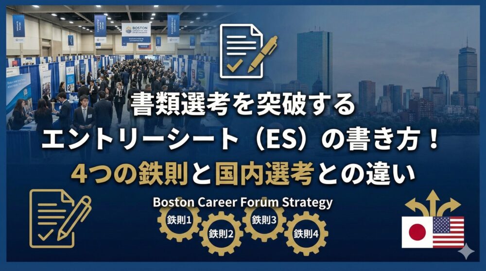 【ボスキャリ対策】書類選考を突破するエントリーシート（ES）の書き方！4つの鉄則と国内選考との違い