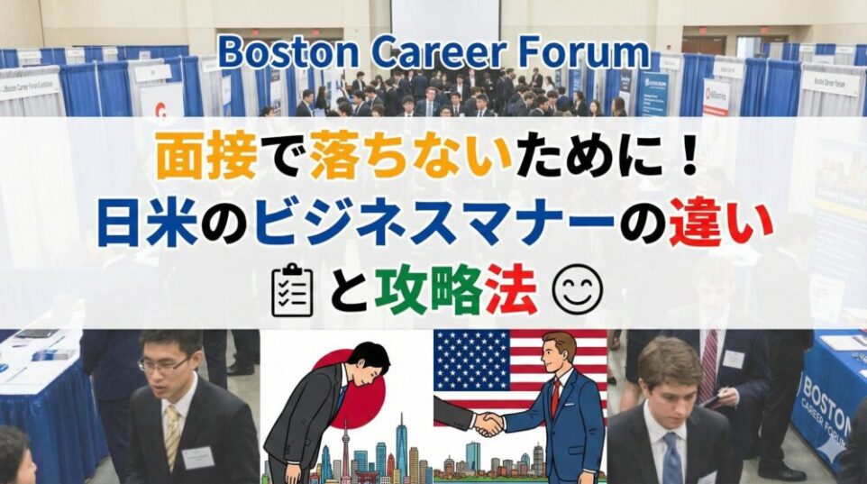 【ボスキャリ対策】面接で落ちないために！日米のビジネスマナーの違いと攻略法