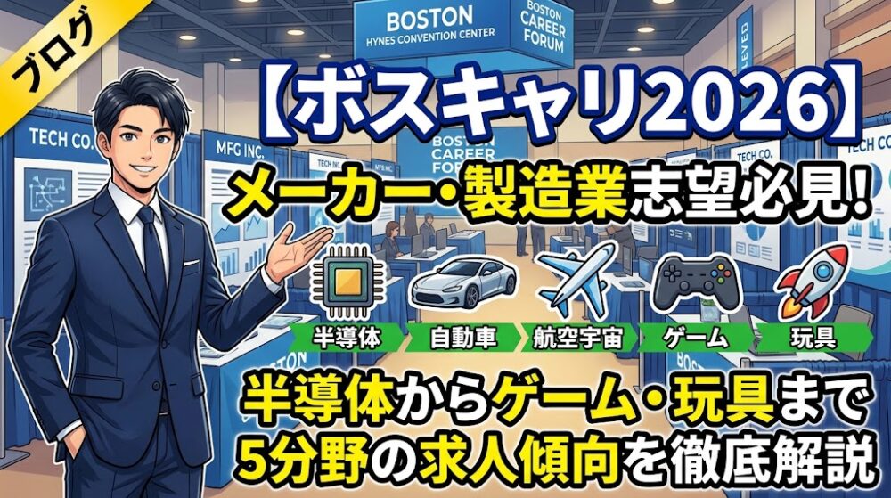 【ボスキャリ2026】メーカー・製造業志望必見！半導体からゲーム・玩具まで5分野の求人傾向を徹底解説